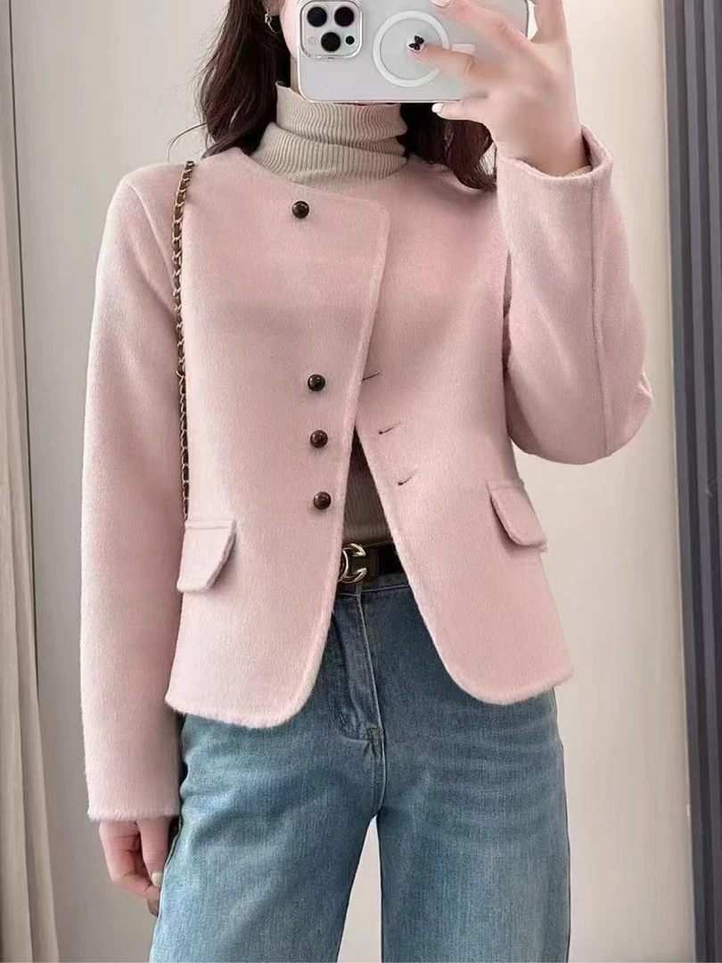 双面短款羊毛呢外套小香风设计显瘦修身春季上衣