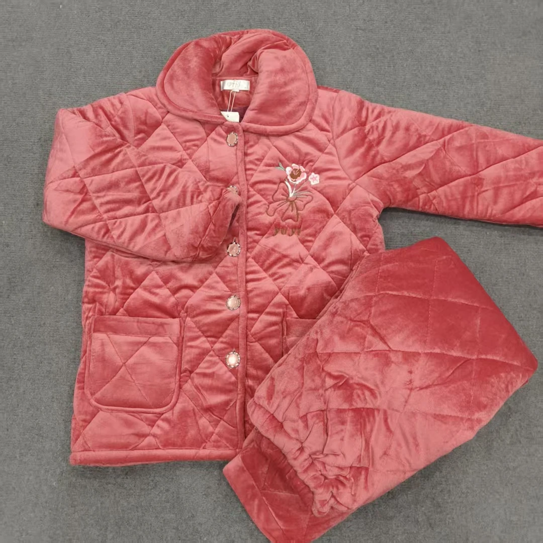 粉色蝴蝶结刺绣-家居服套装