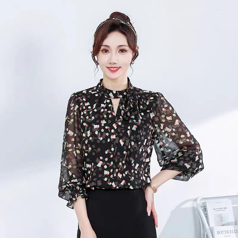 时尚花色春秋新款韩版气质小衫S137