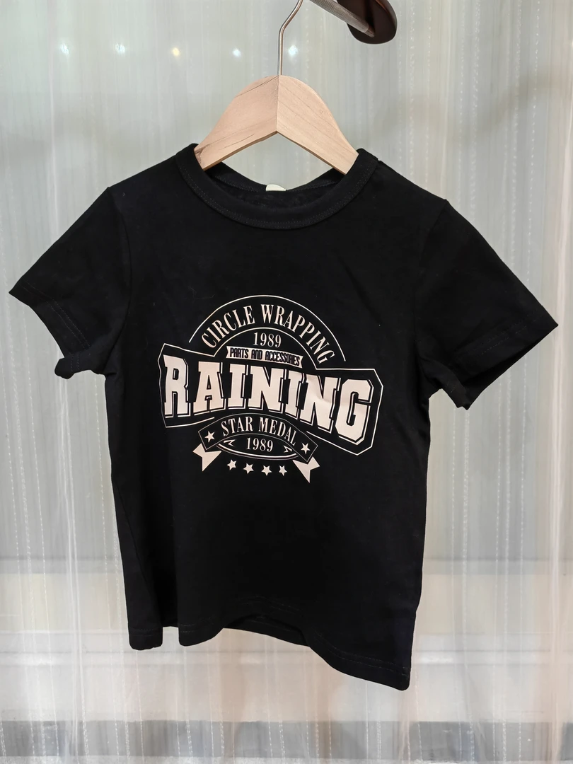 男童亲肤纯棉T恤半袖时尚短袖满印蓝色夏季印花