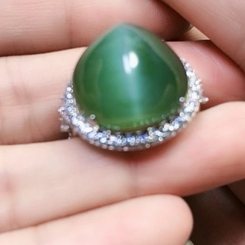 和田玉银S925镶嵌戒指