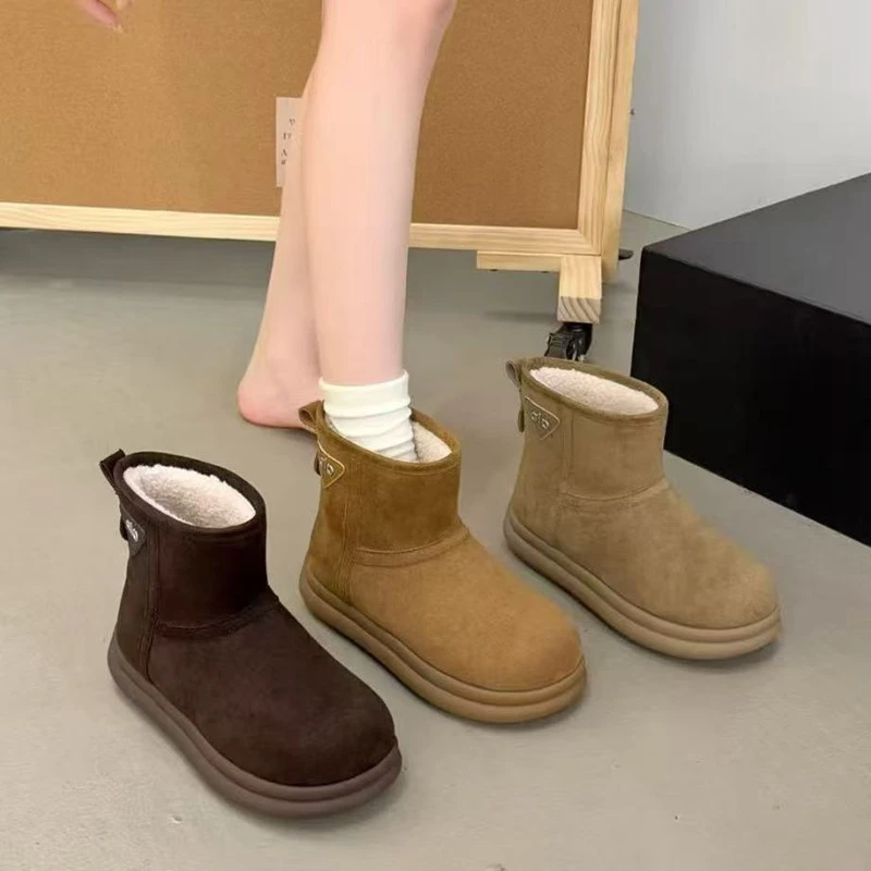 一体雪地靴女2025年秋冬季新款加绒加厚保暖厚底百搭面包鞋棉靴