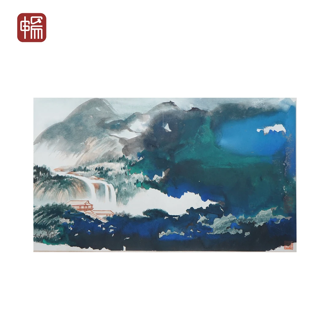 DM002 近现代 《泼彩山水图》张季爰54*104（5）纸本镜片YQ