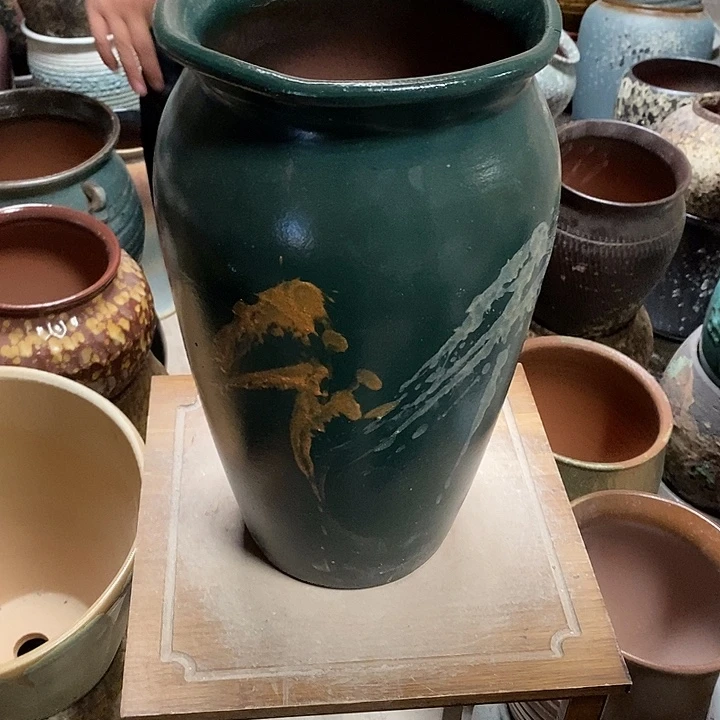 花盆紫砂口19高度36墨绿处理8888