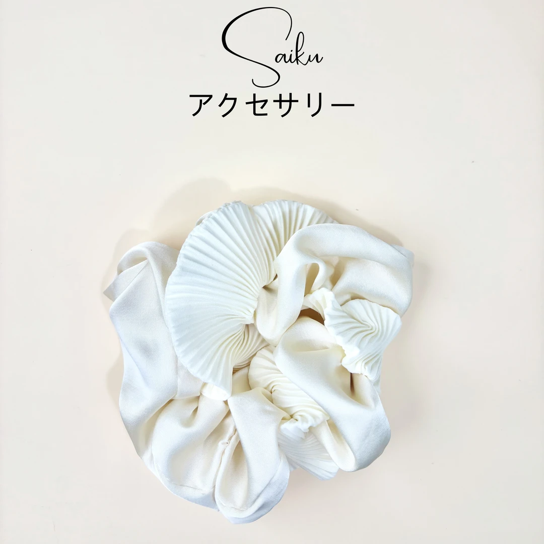 褶皱纯色双拼色大肠发圈百搭优雅日韩轻职少女气质复古（颜色备注）