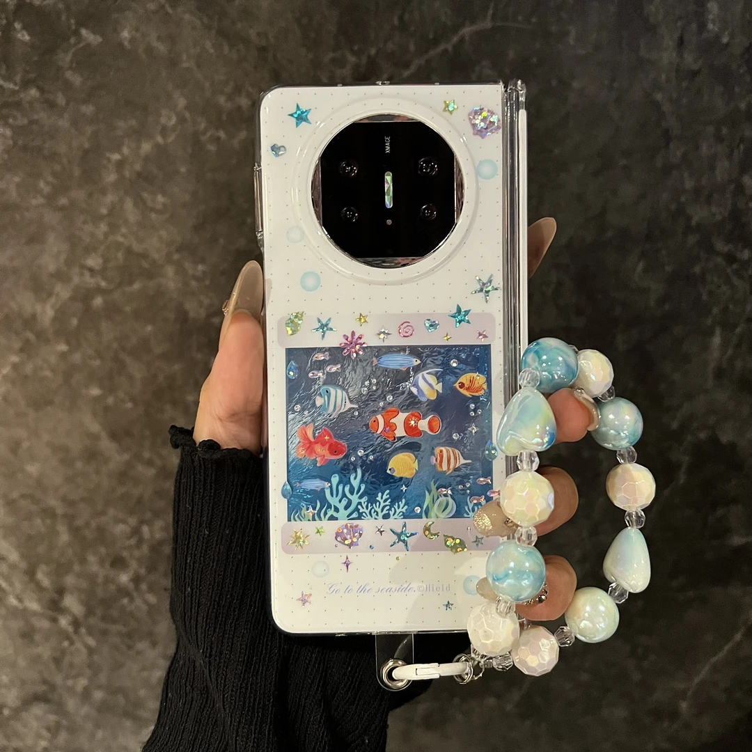 韩风ins海洋世界适用于华为mateX6折叠屏手机壳典藏链条挂绳防摔