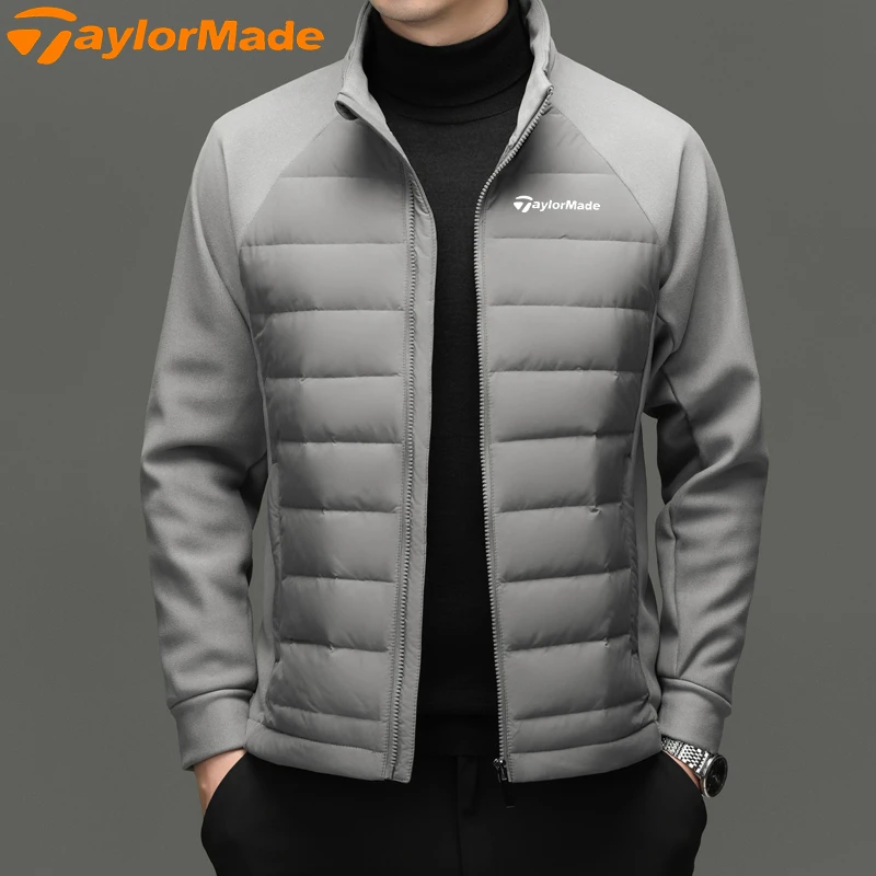 泰勒梅冬季男士高尔夫男装运动长袖立领保暖防寒拼接羽绒外套男