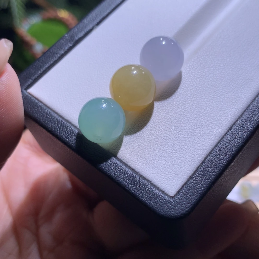 翡翠散珠特价三颗三彩卡11.99-12+