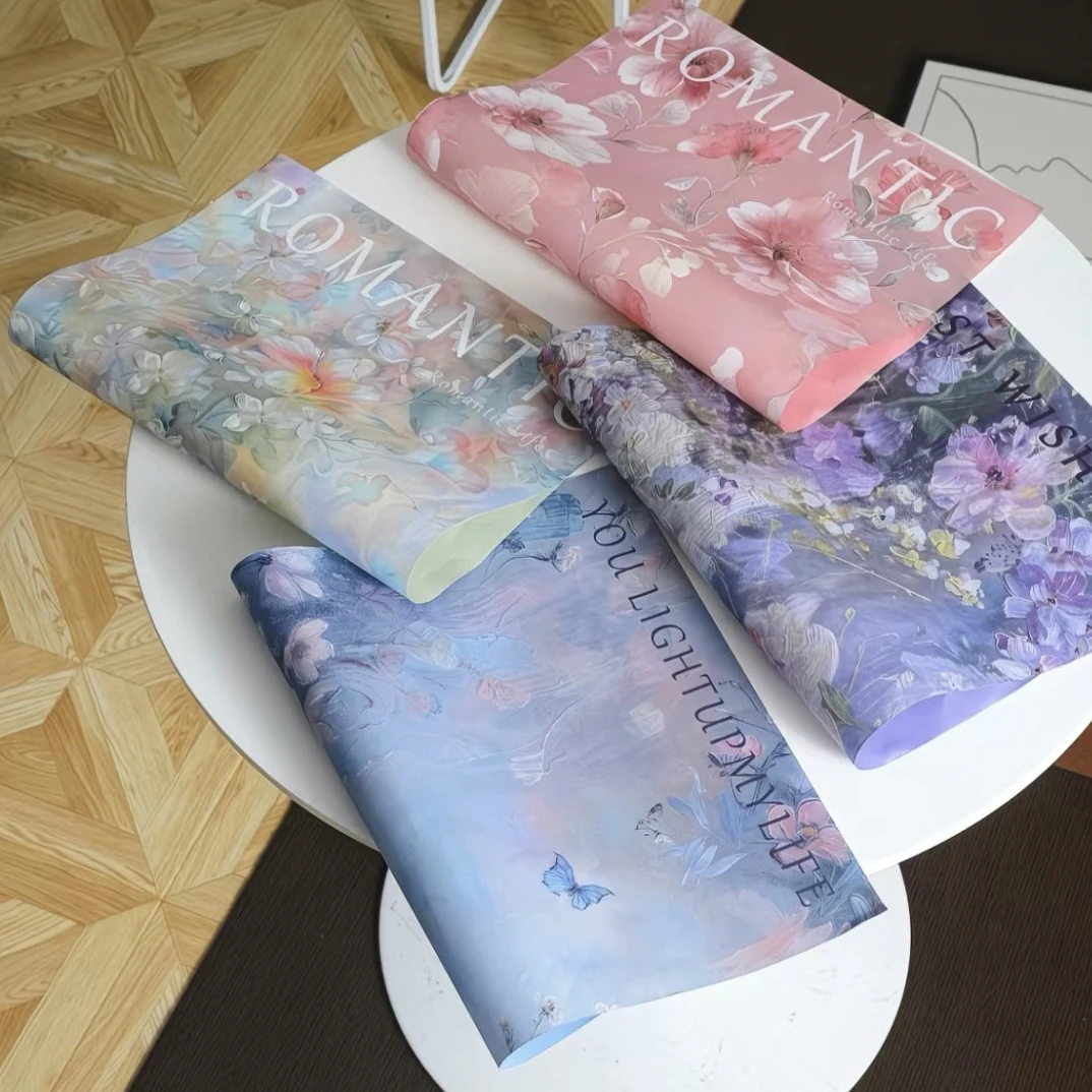 西西里油画风花束包装纸手工diy鲜花礼品包装材料