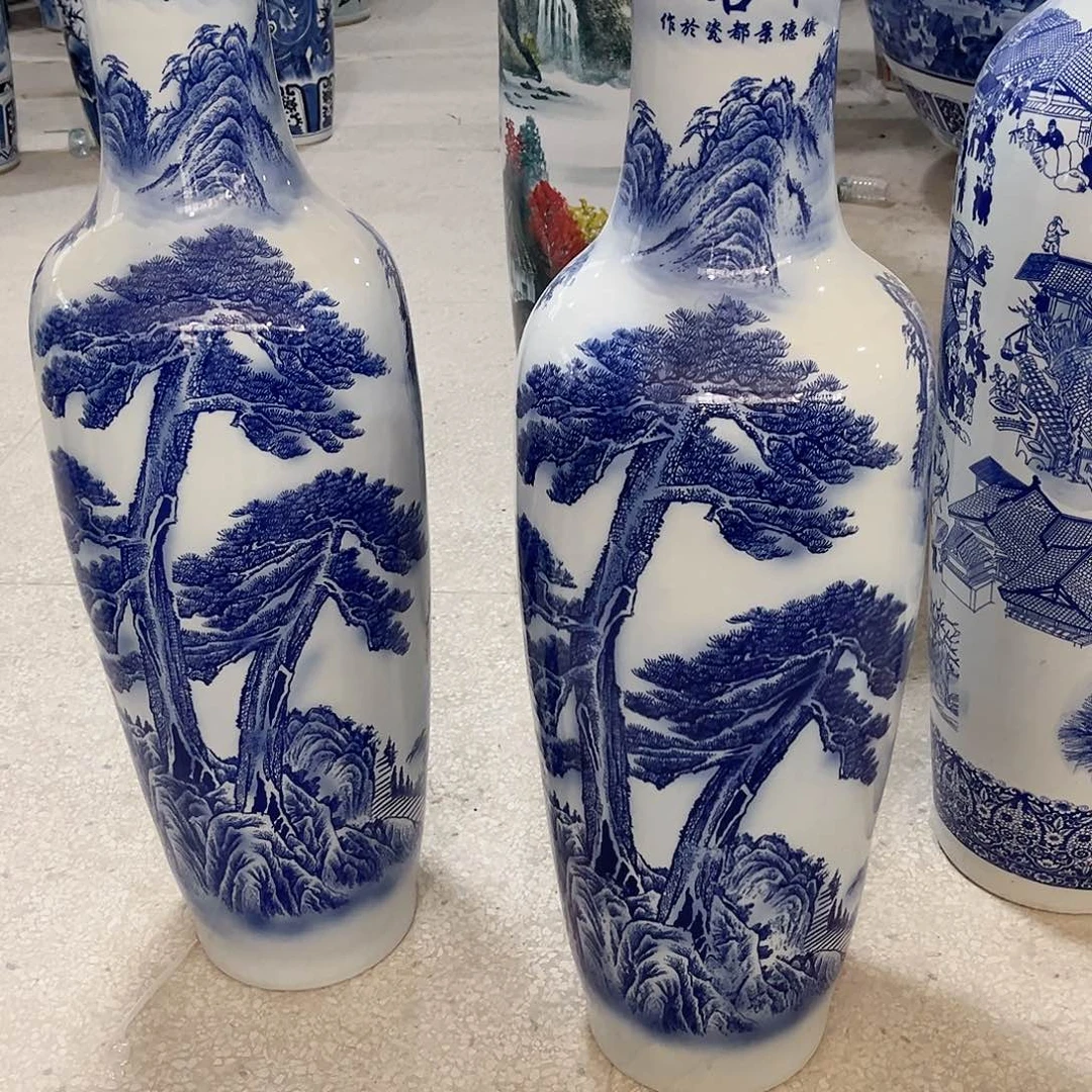 超***6陶景德镇落地大花瓶高度1.2左右一对