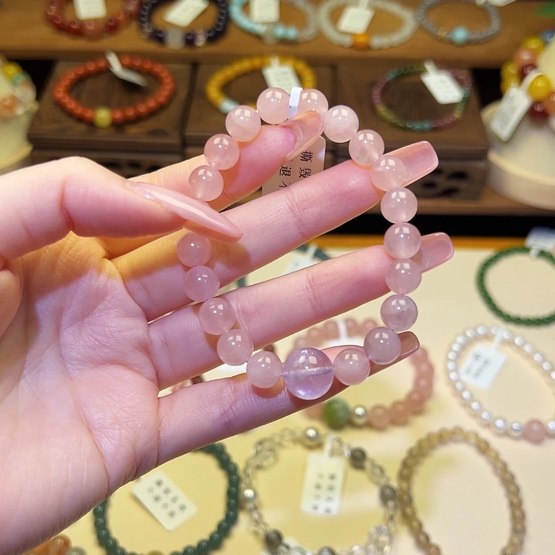 手串水晶银S925镀金镶嵌粉2098