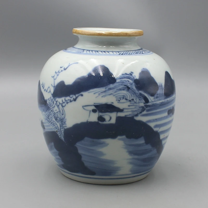 11673瓷器--青花通景山水太白罐