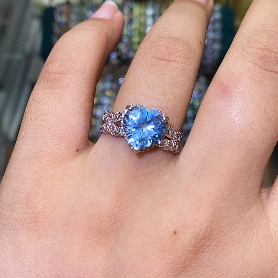 托帕石戒指银S925镶嵌