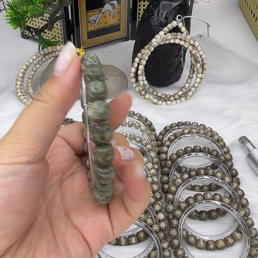 番***柿白玉菩提手串Q23糯冰10