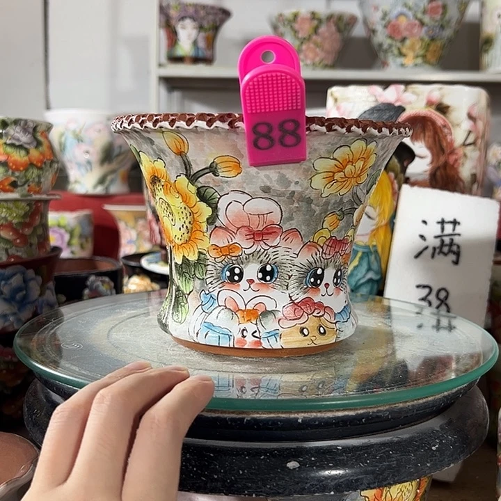 景德镇手绘花盆幸运花盆