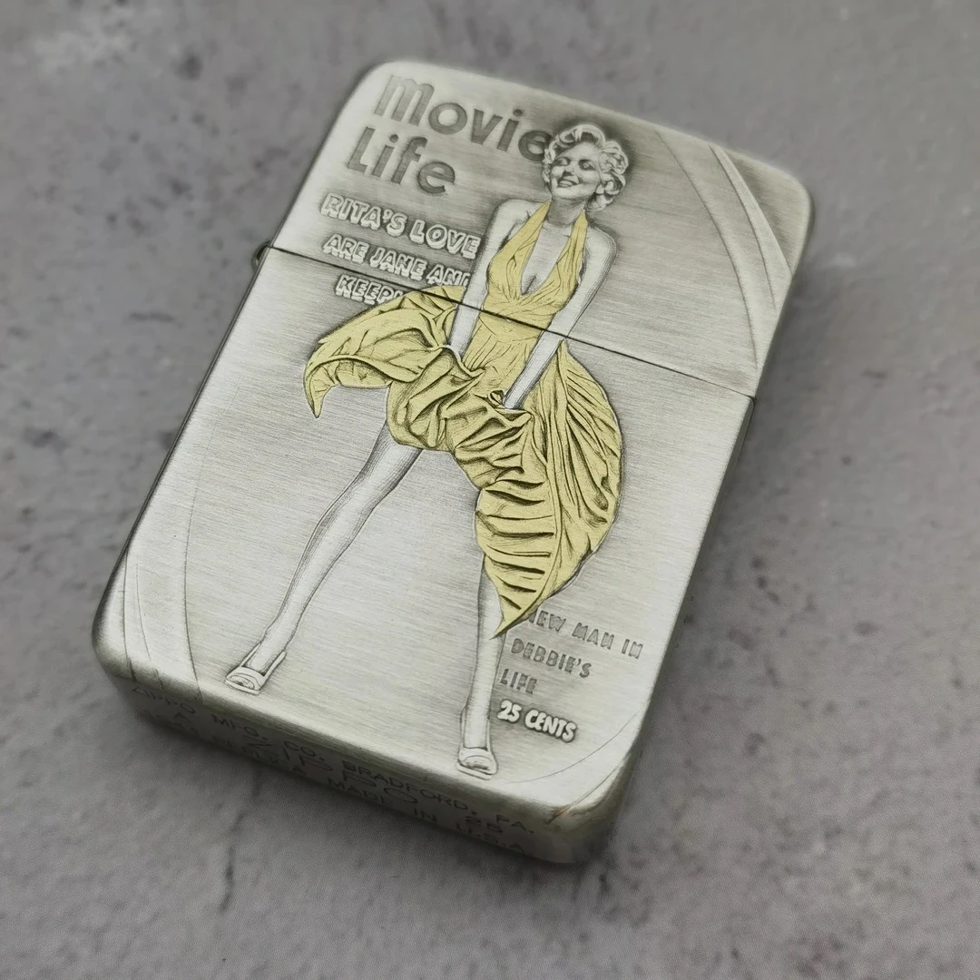 Zippo打火机1941鎏金梦露复刻系列防风打火机送男友礼物DYJ1