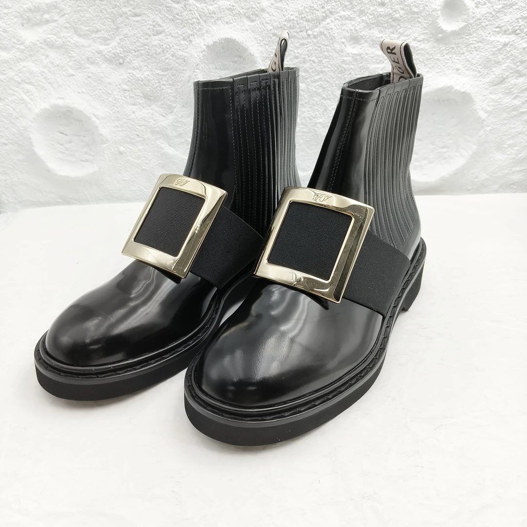 未使用 Roger Vivier/罗杰·维威耶 金色方扣短靴/36码/A2568