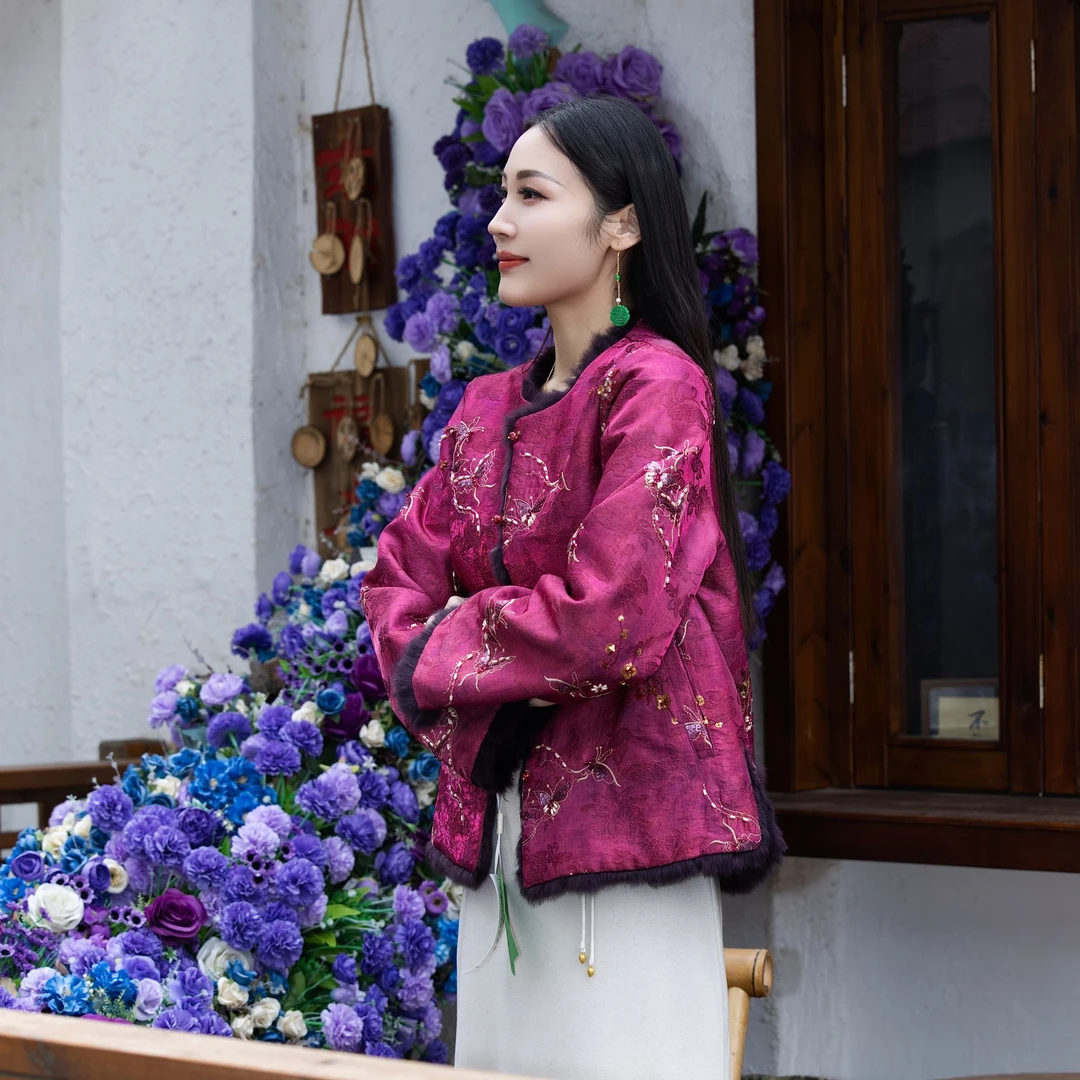 「乔乔」《凤仪万千》重磅高定真兔毛双面穿~新中式国风提花厚款私服