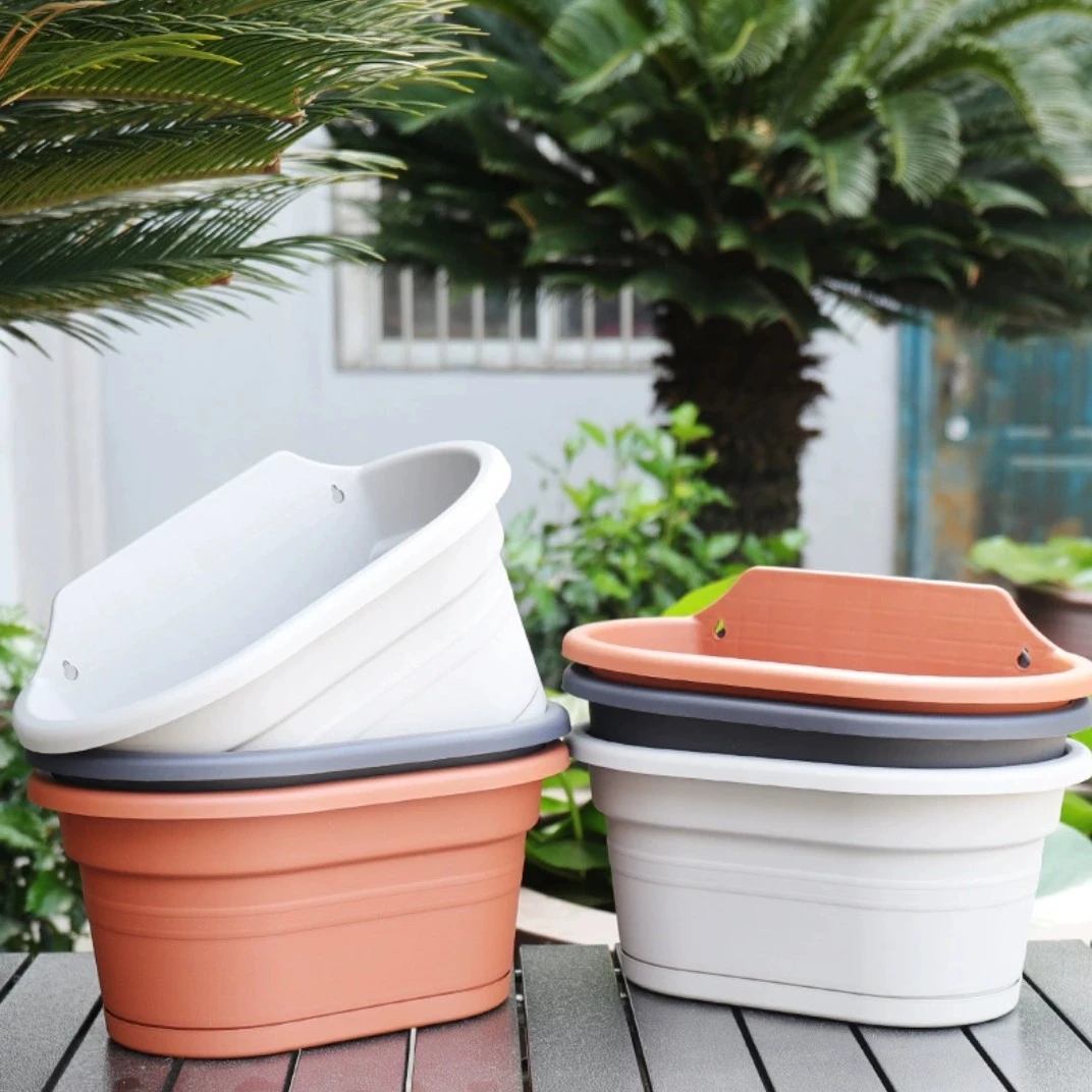 植物花盆霍仑系列挂壁花盆阳台栅栏吊兰多肉树脂加厚塑料挂盆