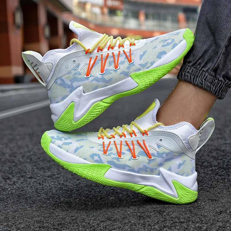 运动鞋男透气减震软底防滑轻便篮球鞋摩擦有声跑步鞋时尚百搭男鞋