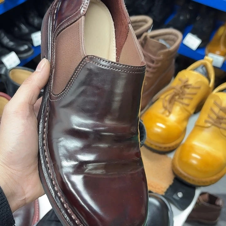 马臀皮低帮马臀皮切尔西酒红色42码