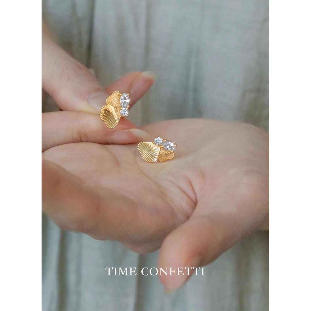 铜合金耳饰 【孙二娘】法式气质蝴蝶成双成对耳钉TC 10208