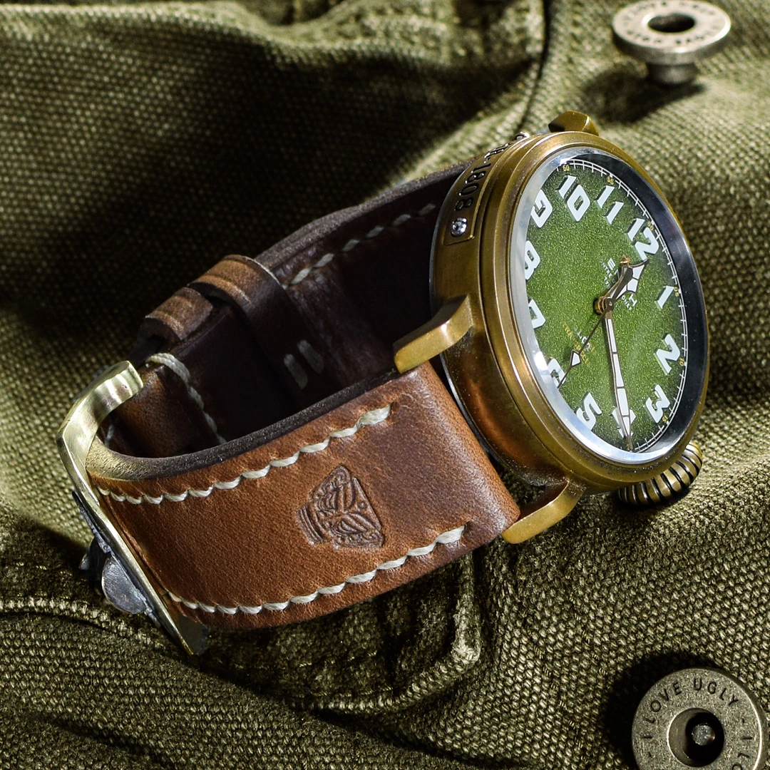 M适用青铜大飞手表表带真皮碧湾tudo23mm柔软定制设计男女款