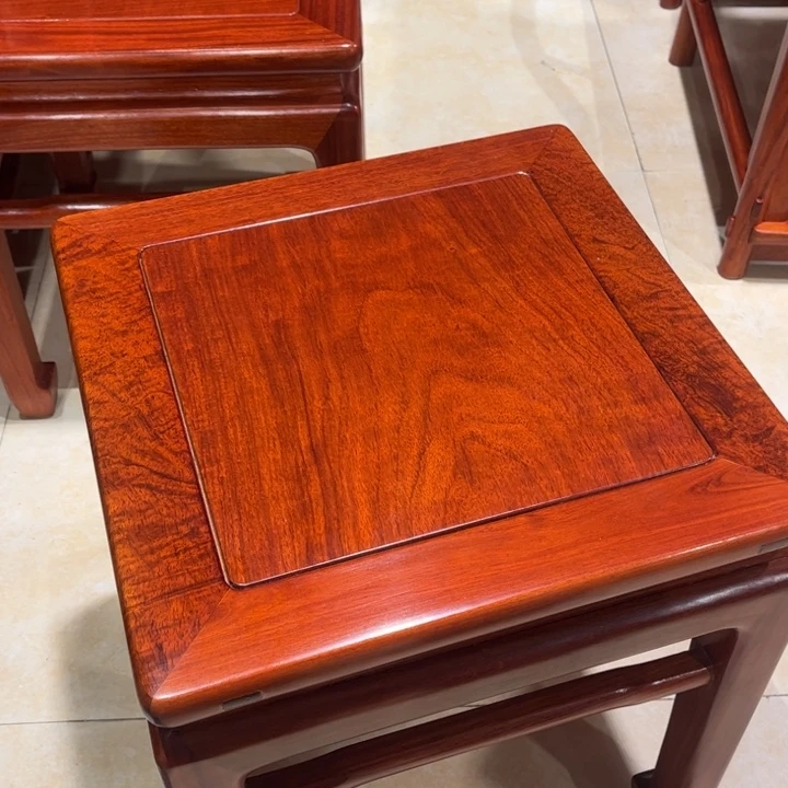 宁***远花梨木类成套家具缅花马蹄凳3张