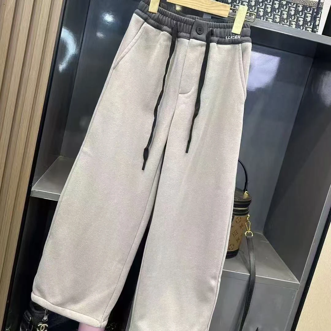 冬款加绒腰头撞色休闲卫裤9816