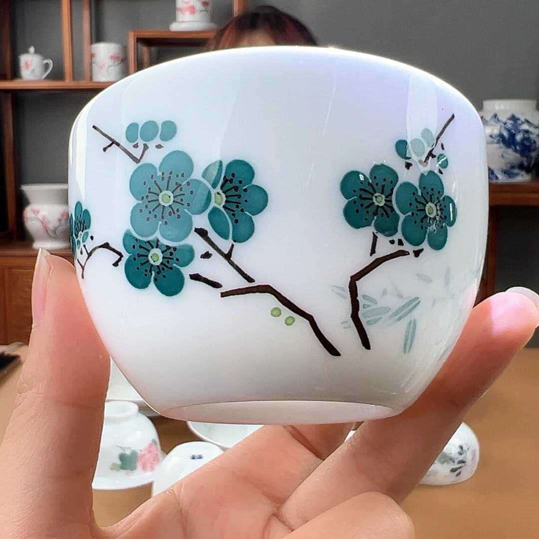 玉泥 翠竹绿梅卧足缸杯