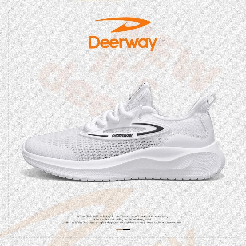 Deerway/德尔惠男鞋2025新款百搭网面透气防滑轻便跑步休闲运动鞋