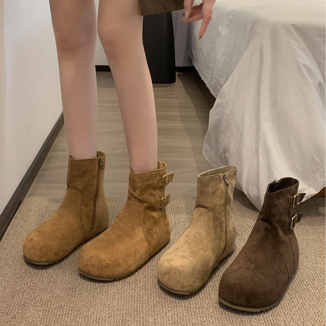 贾不假博肯雪地靴女冬季2025新款加绒保暖厚底短靴百搭小个子增高