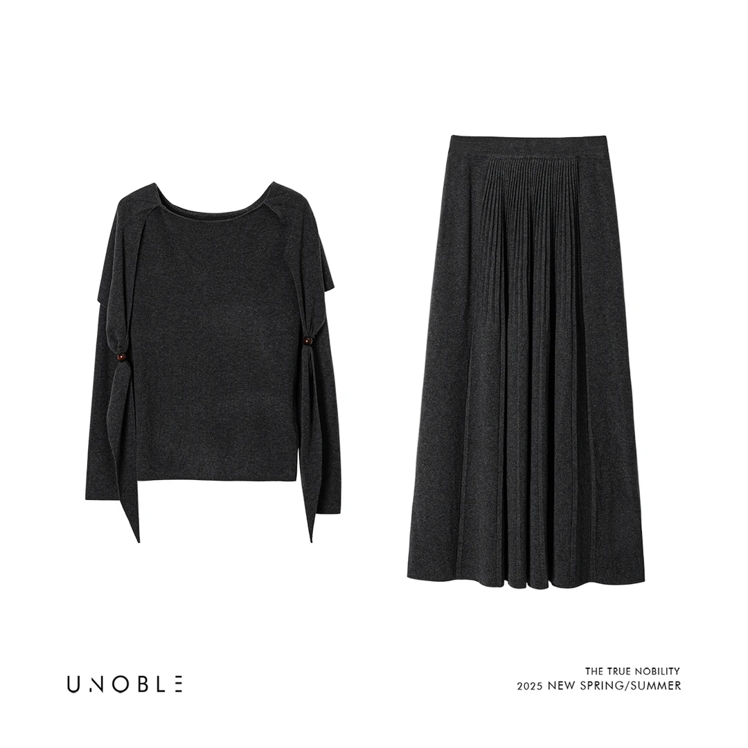 UNOBLE 2025 S/S【暖冬絮语】绑带设计感上衣+羊毛半裙 秋季新品