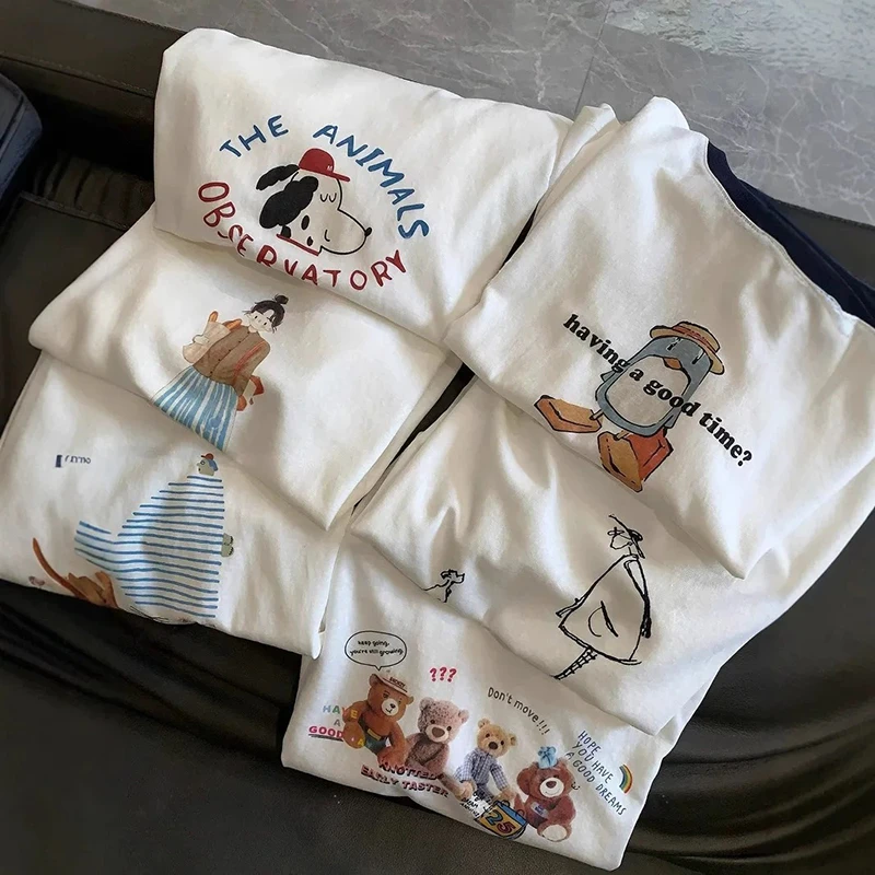 Julychee 撞色领雪花棉印花短袖T恤 薄款