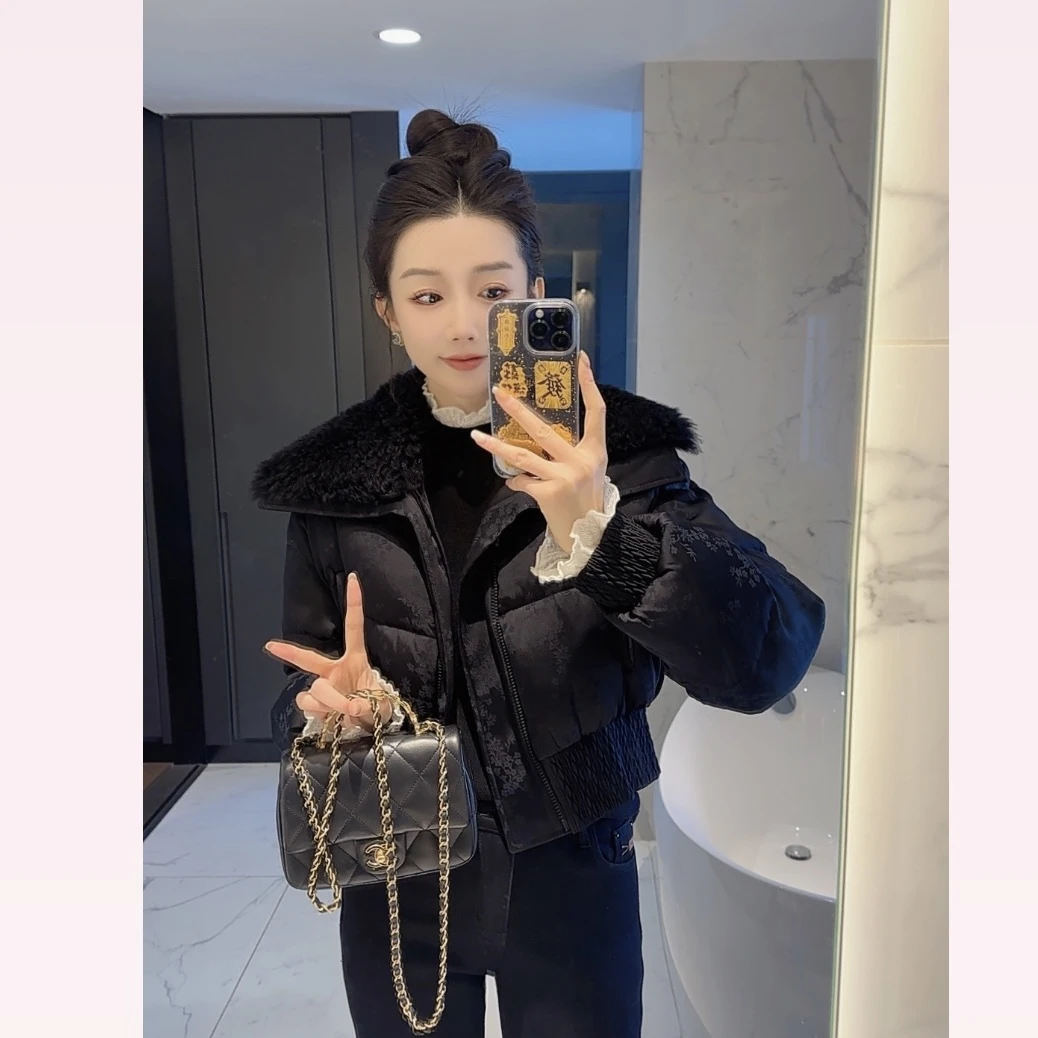 【大静静】时尚大领子洋气短款宽松面包羽绒服815