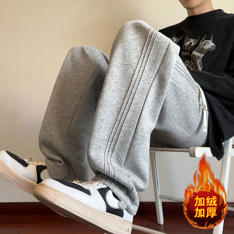 秋冬季加绒加厚青少年休闲裤外穿运动潮流卫裤男宽松长裤柔软舒适