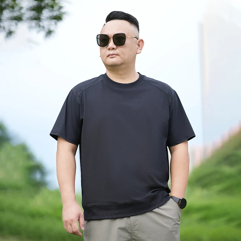 圆领速干短袖冰爽吸汗夏季大码男装宽松简约百搭凉感休闲t恤9381
