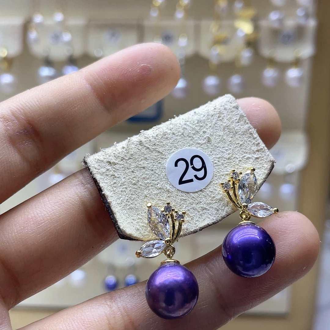 银S925镶嵌淡水珍珠耳饰