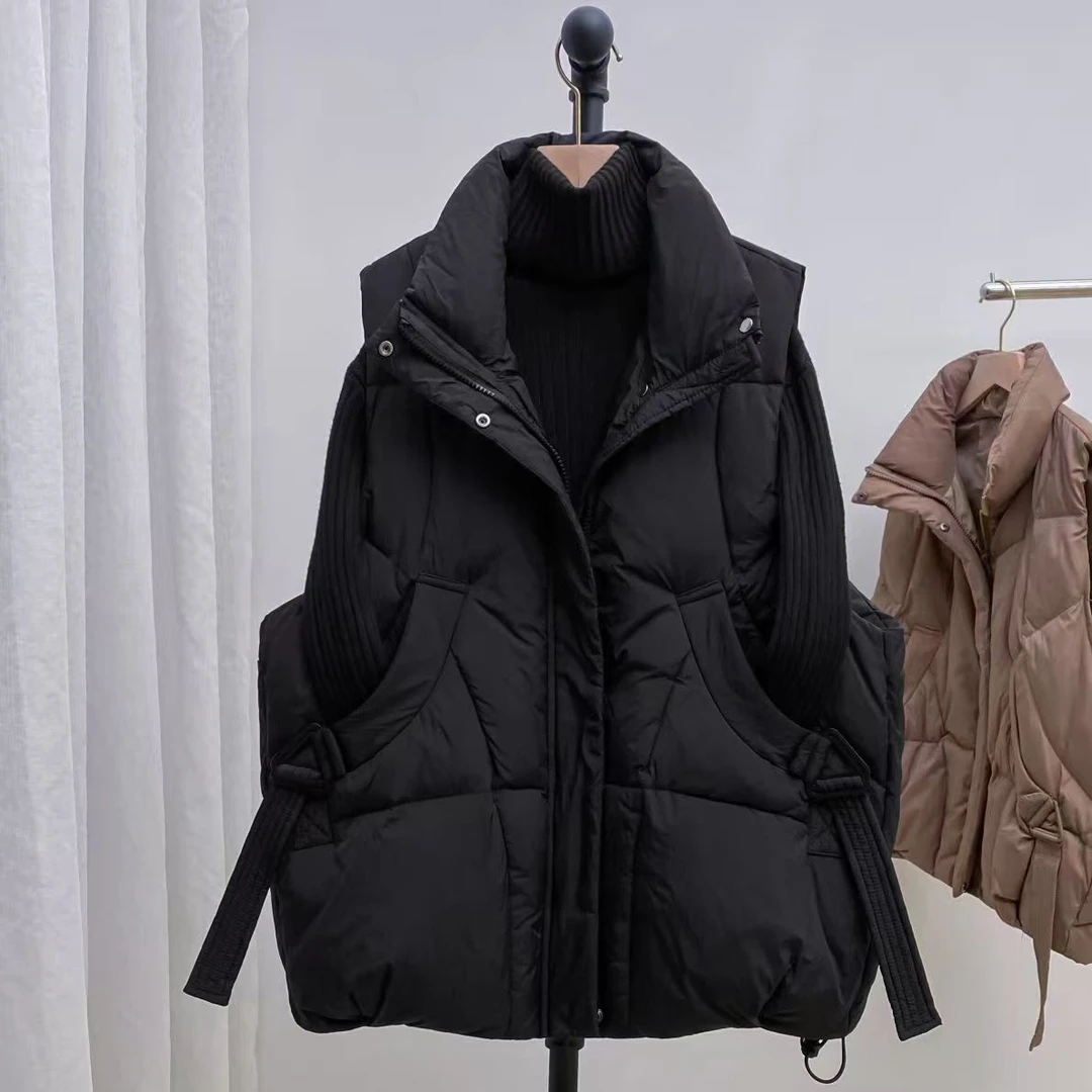 胖mm大码棉服马甲女外穿洋气秋冬2025新款无袖坎肩立领外套