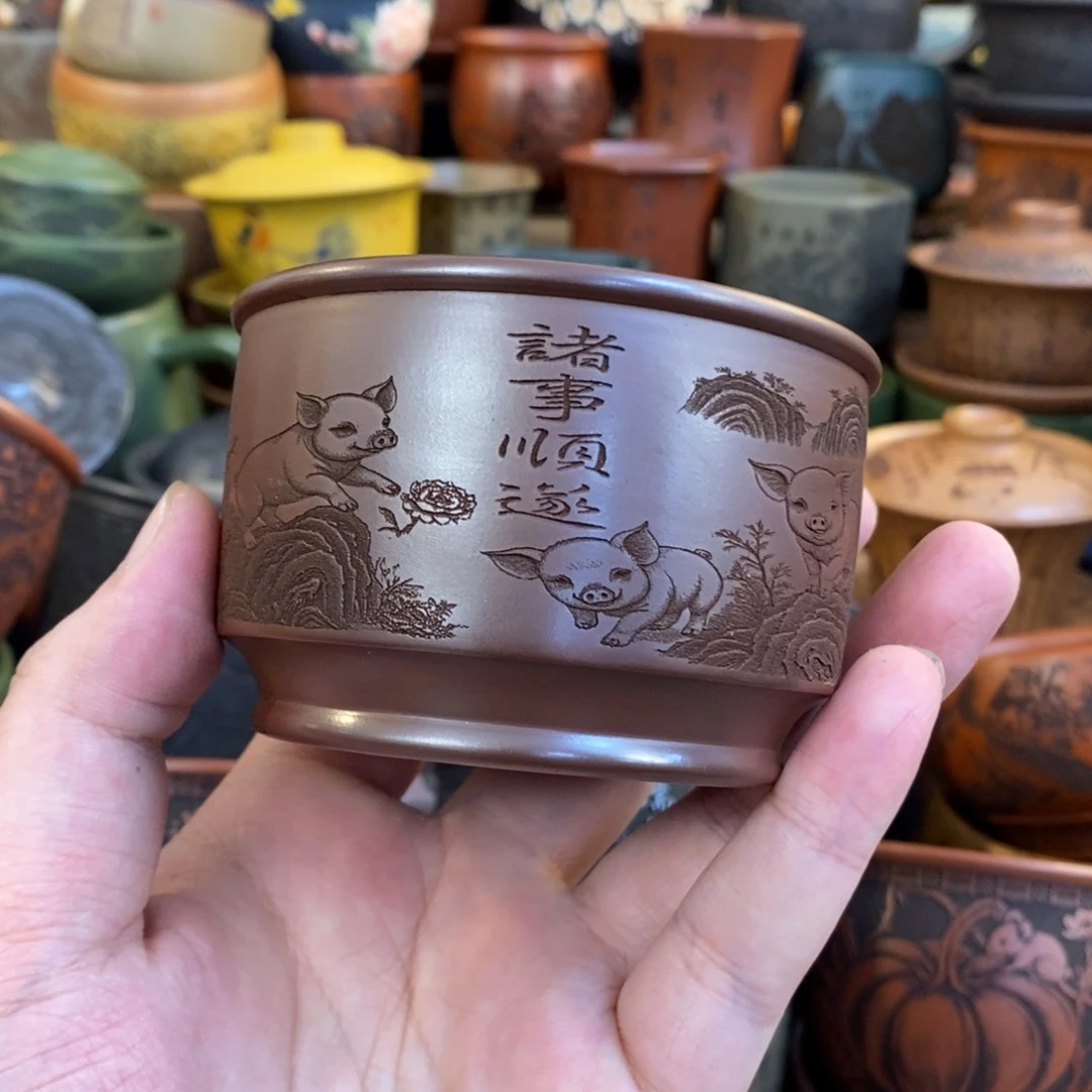 紫砂杯子宜兴全手工紫砂杯