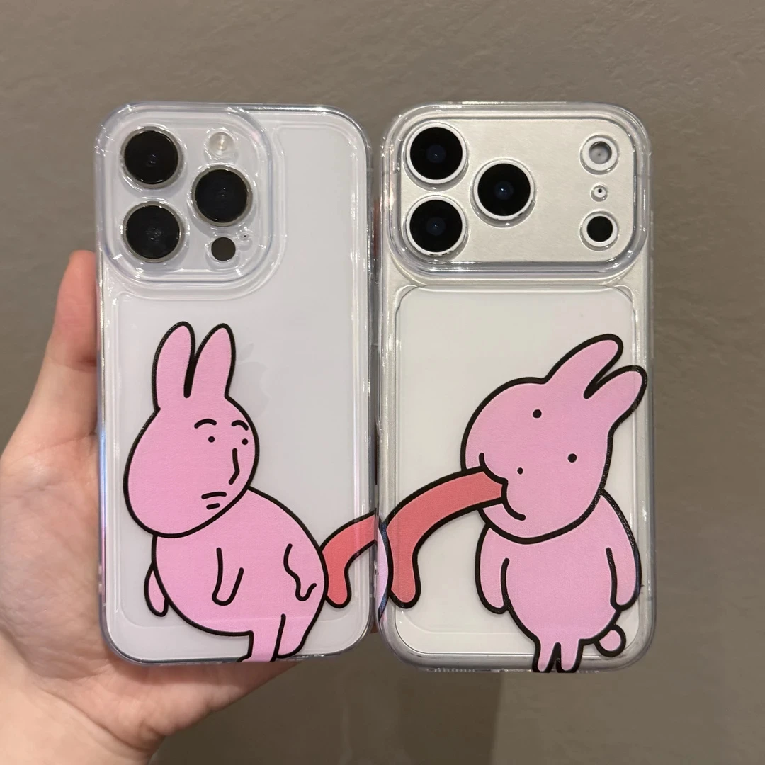 奥菲顿搞怪舔屁粉兔适用iPhone17/16手机壳华为P70vivo小米17oppo