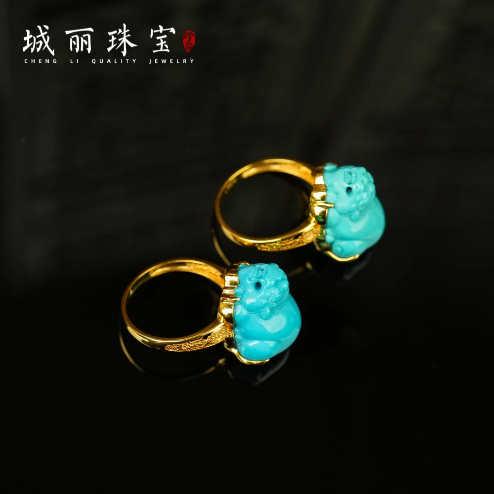 【城丽珠宝】绿松石貔貅戒指/个（多样性发一）ZJH-1992-1