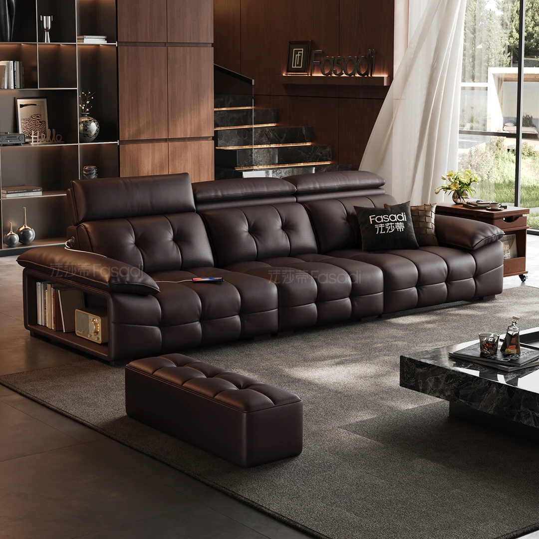 法莎蒂【SF1273#】高靠劳伦斯真皮头层牛皮沙发大凳子储物格