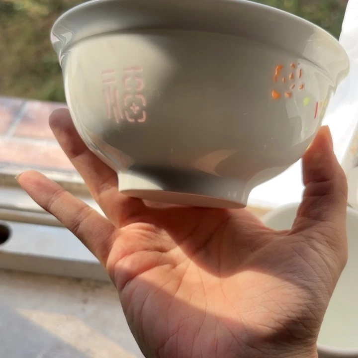 青瓷景德镇陶瓷米饭碗两只微瑕