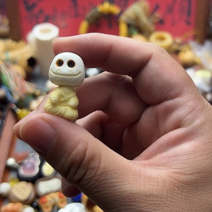 非金属精品根付阿呆和尚分体三通