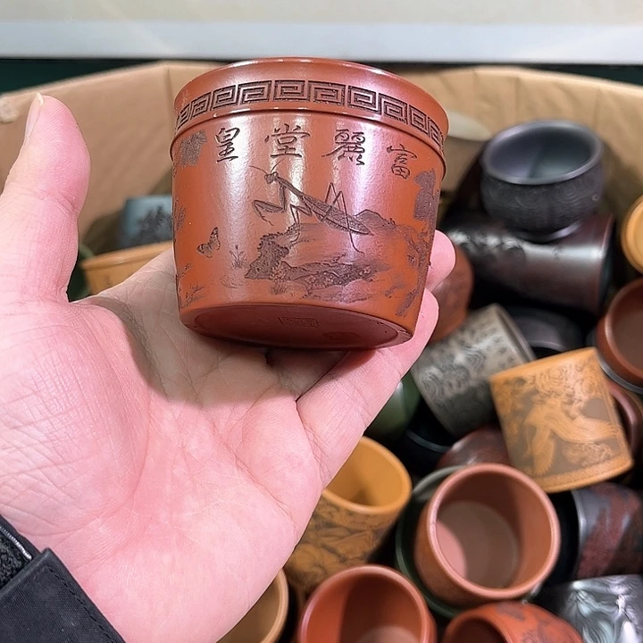 茶杯绿泥全手工紫砂主人杯