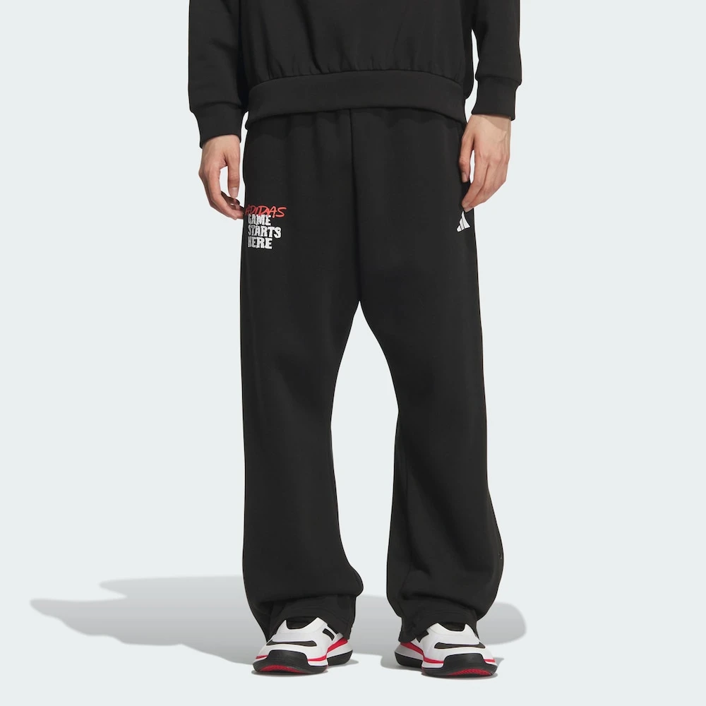 【滔搏联动】adidas/阿迪达斯男篮球侧开排扣宽松运动裤KC2800