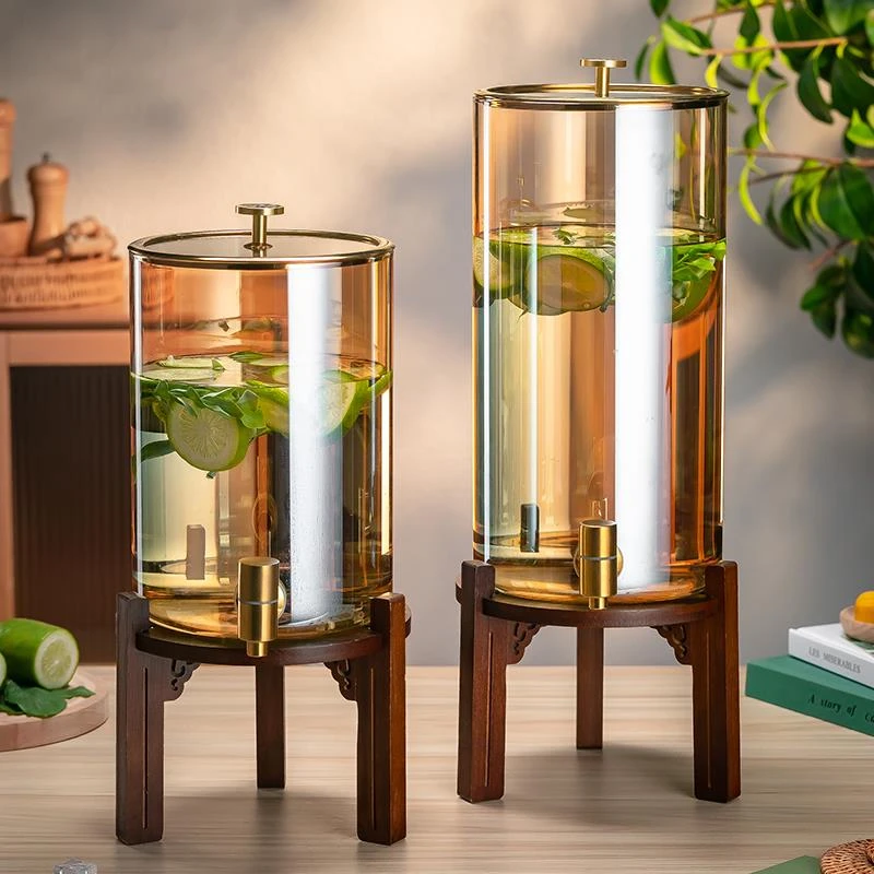 大容量带龙头冷水壶玻璃泡饮料桶耐高温家用储水水果茶凉水瓶商用