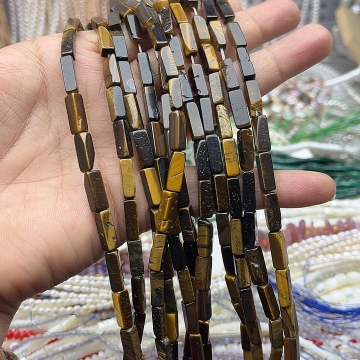 玛瑙/玉髓未镶嵌珠宝半成品一条4/13mm左右虎眼石管珠几颗有瑕