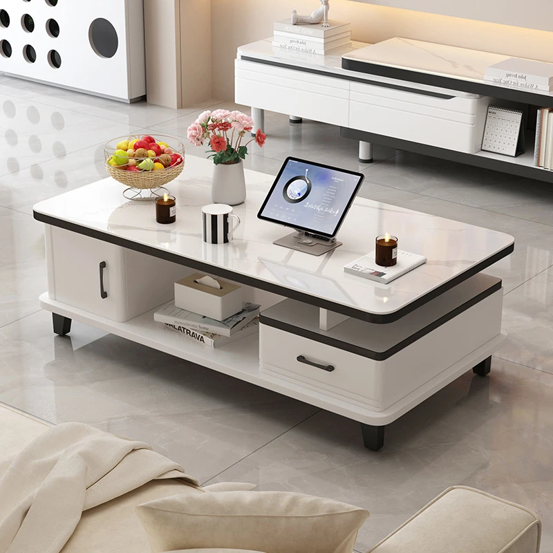 茶几客厅家用2025新款岩板小户型桌子现代简约电视柜组合玻璃茶桌